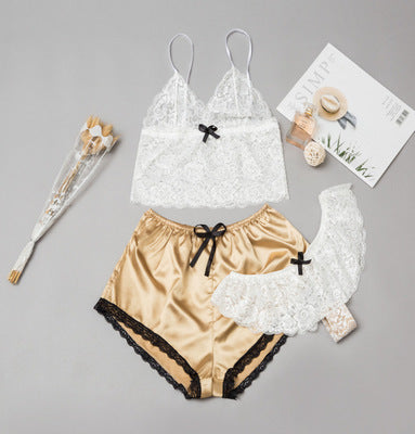 Satin Lingerie Lace Set
